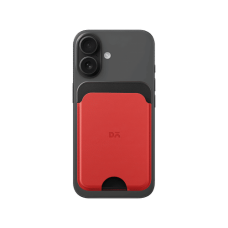 Crimson-Grey Leatherite MagSafe Card Wallet